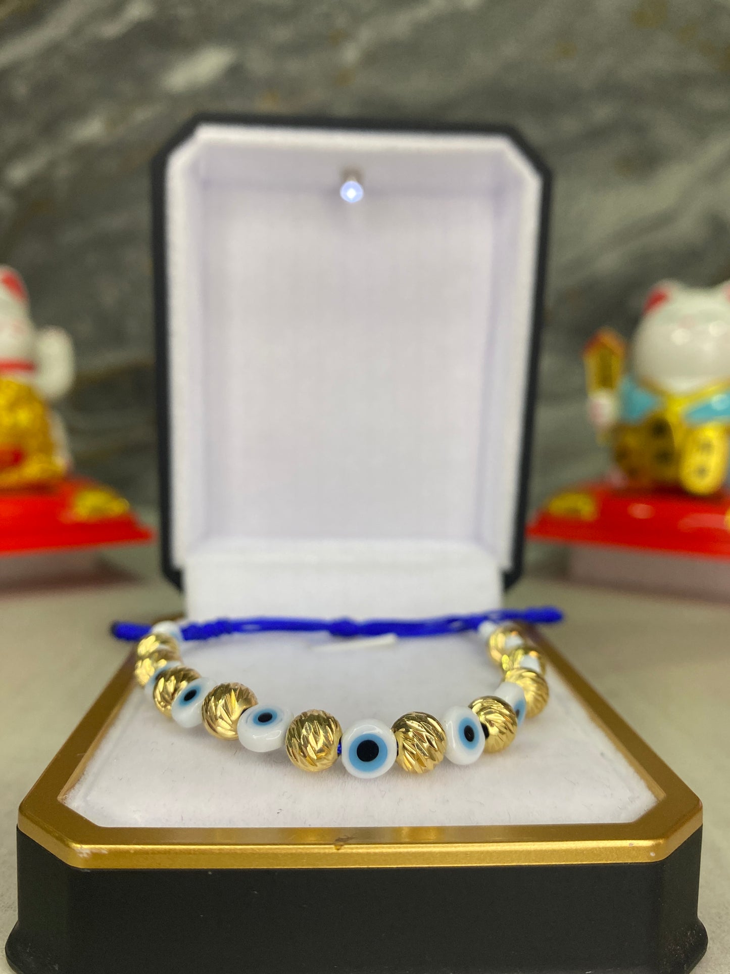 Pulsera de protección #6 Tipo oro ojos turcos planos