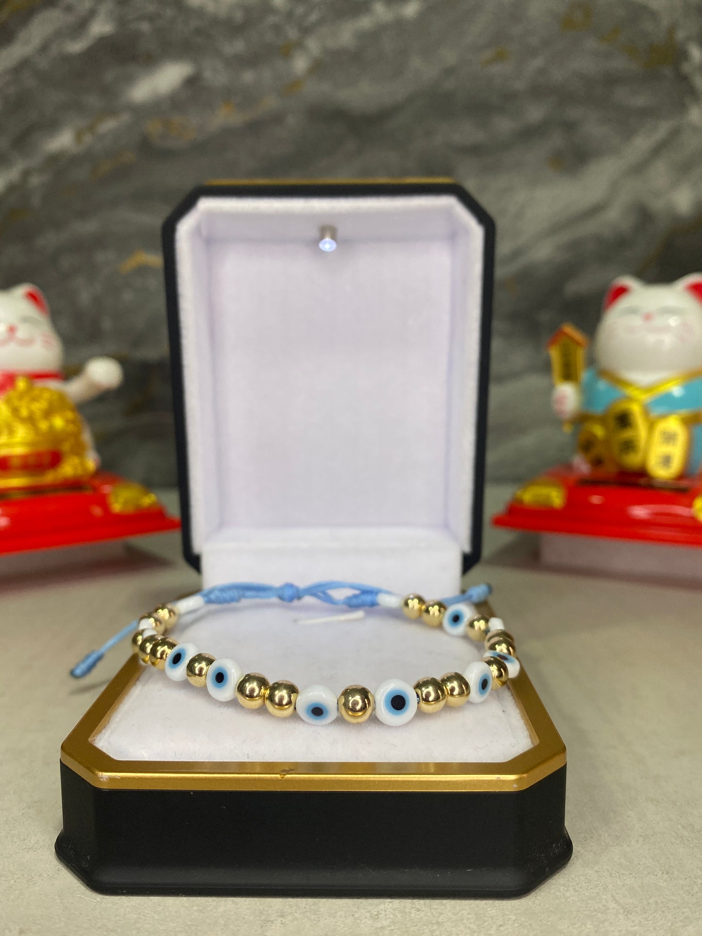 Pulsera de protección #5 lisa y ojos turcos planos