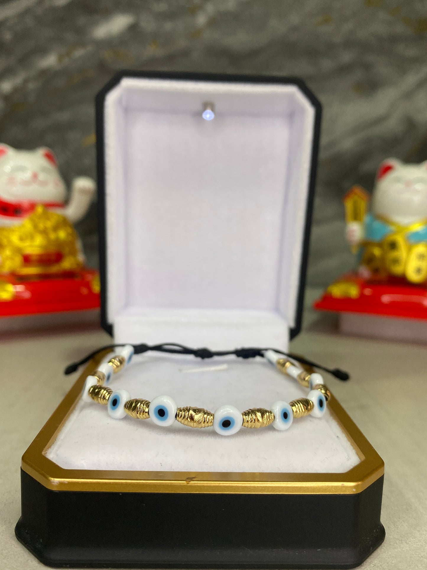 Pulsera de protección barriles importados y ojos turcos planos