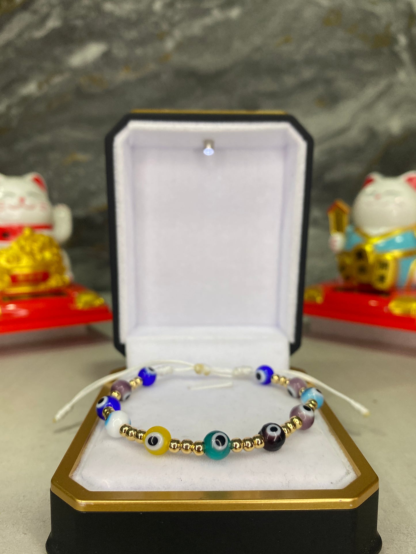 Pulsera de protección #3 lisa y ojos turcos esféricos