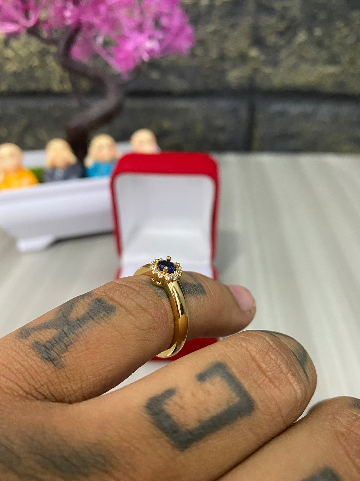 Anillo Importado Circon Azul rey Talla 6