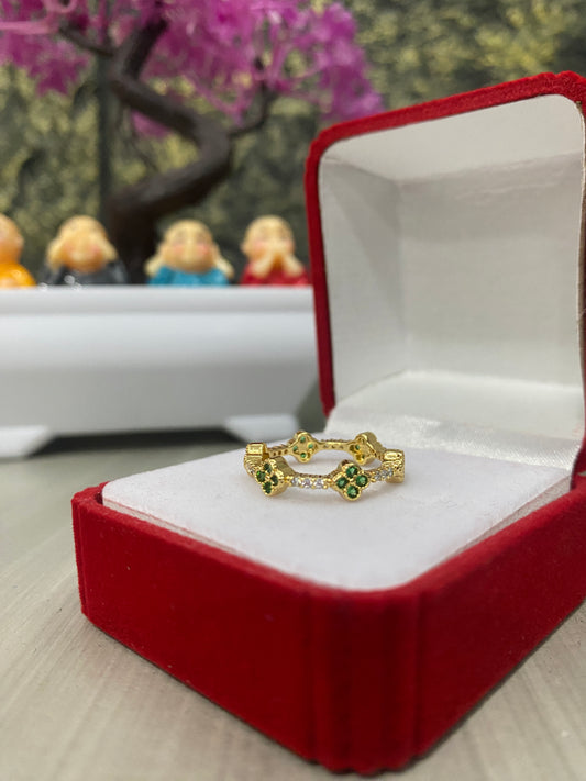 Anillo Importado Van Cleef mini verde Talla 6