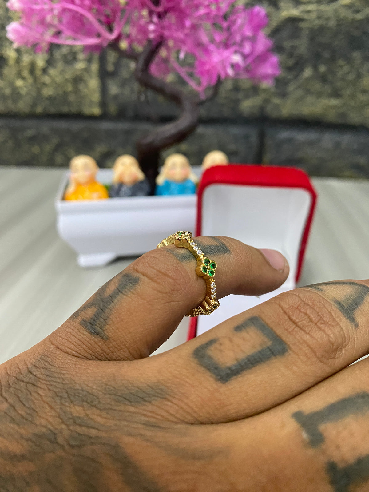 Anillo Importado Van Cleef mini verde Talla 6