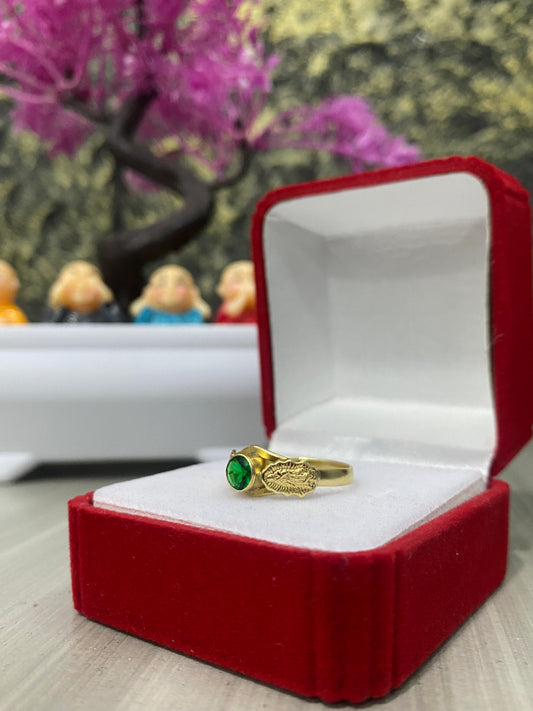 Anillo Guadalupe silueta circon verde Talla 7