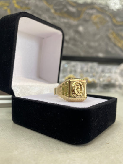 Anillo Guadalupe ovalada cuadrada Troquelado Talla 11