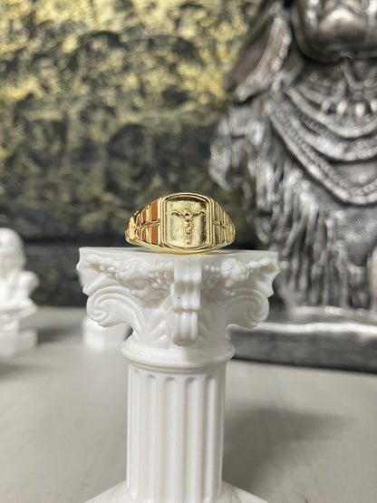 Anillo Crucifijo cuadrado Troquelado Talla 12
