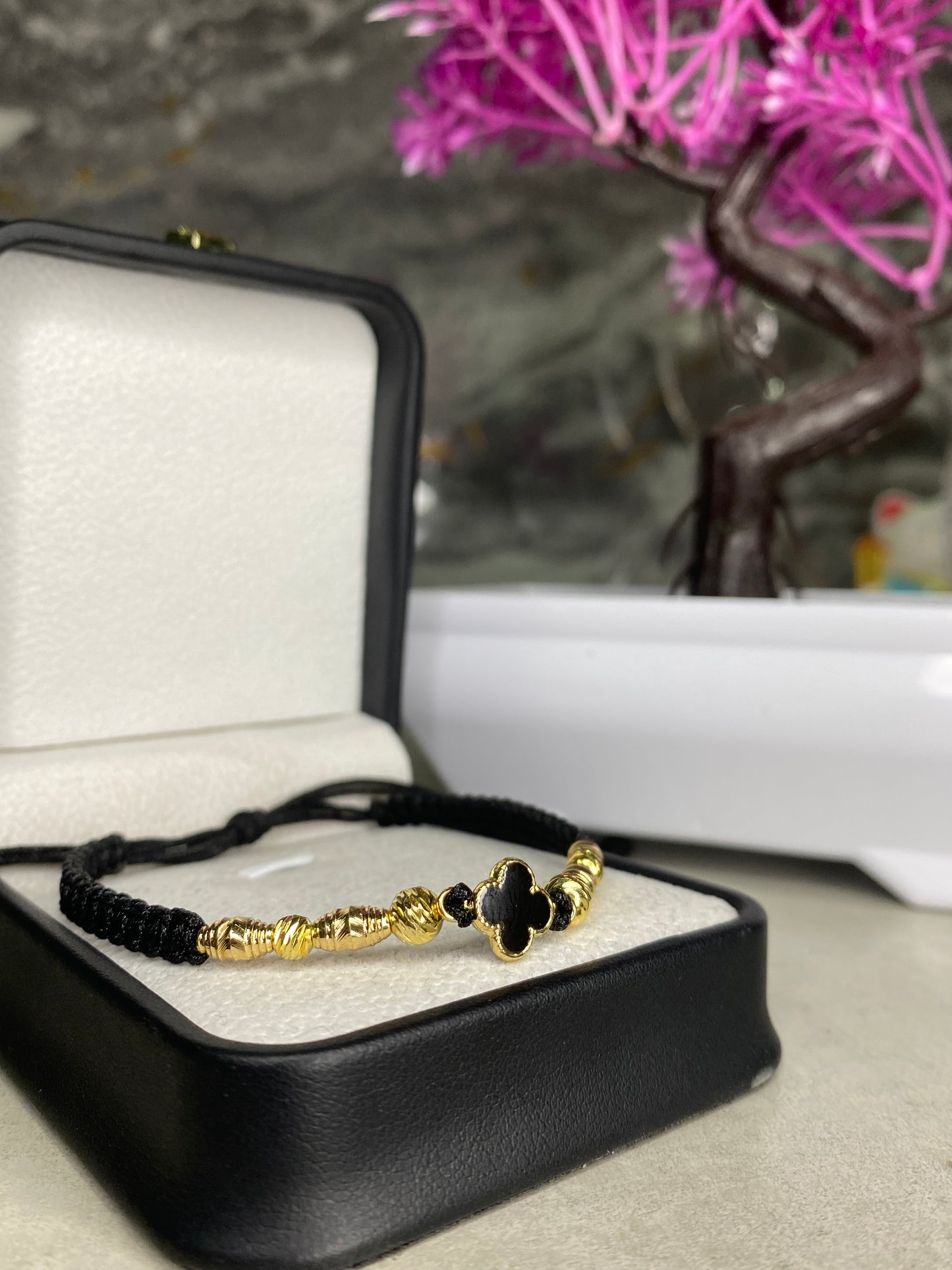 Pulsera Van Cleef Negra barriles diamantada