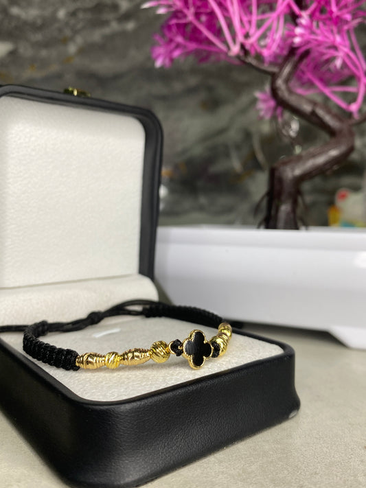 Pulsera Van Cleef Negra barriles diamantada