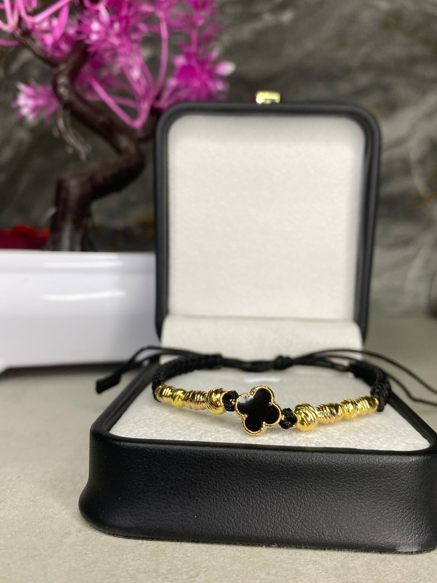 Pulsera Van Cleef Negra barriles diamantada
