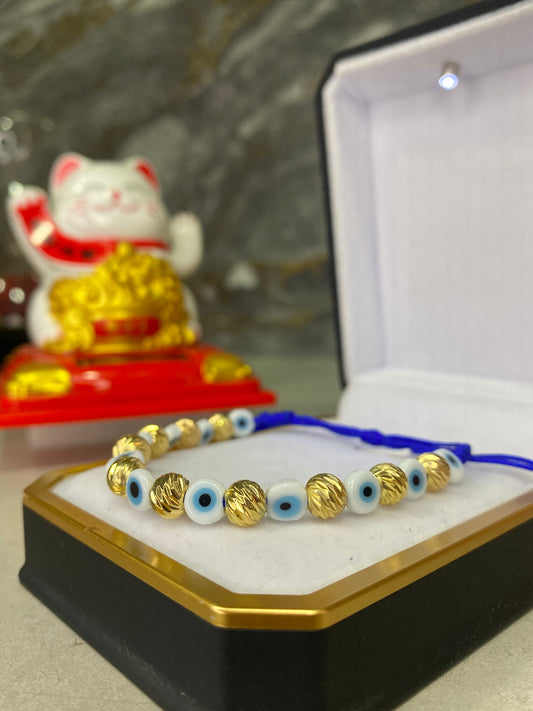 Pulsera de protección #6 Tipo oro ojos turcos planos