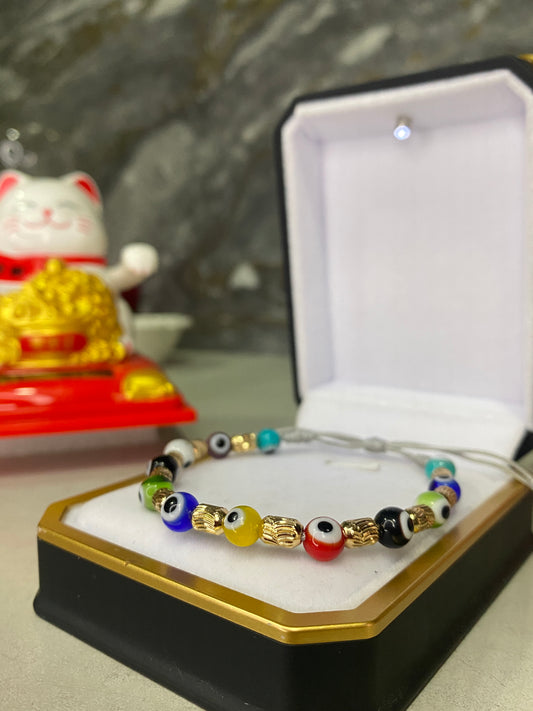 Pulsera de protección Barriles italianos y Ojos turcos esféricos
