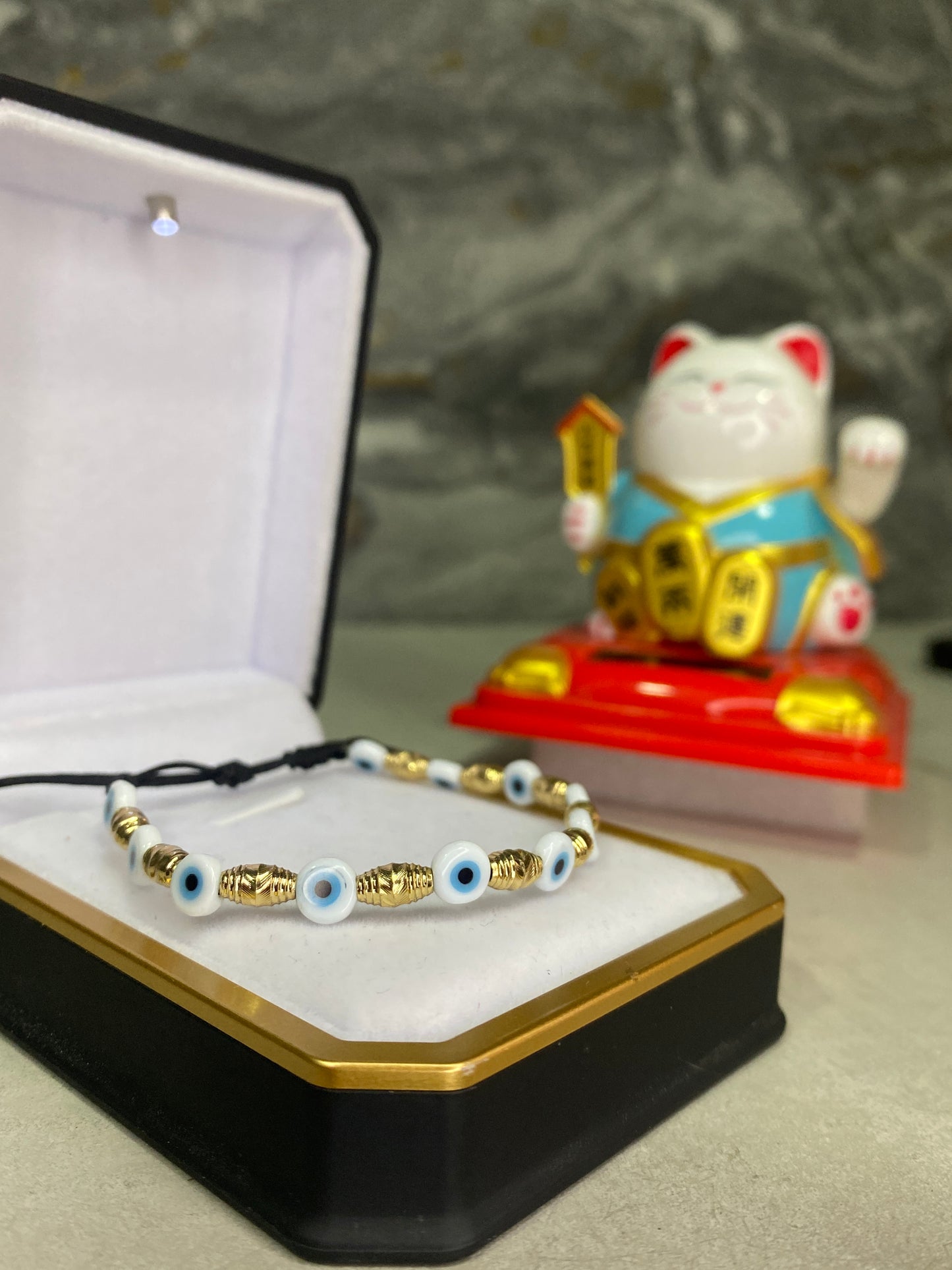 Pulsera de protección barriles importados y ojos turcos planos