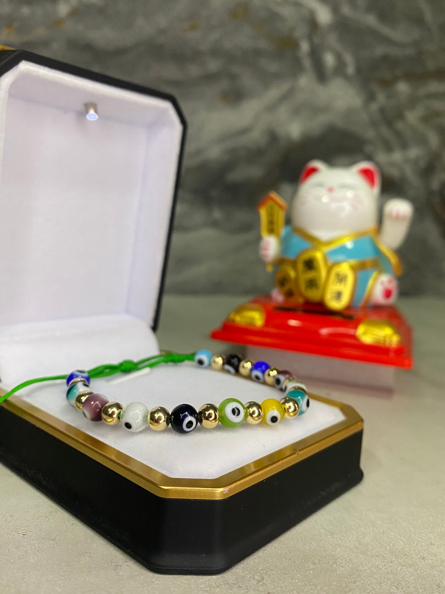 Pulsera de protección #5 lisa y ojos turcos esféricos