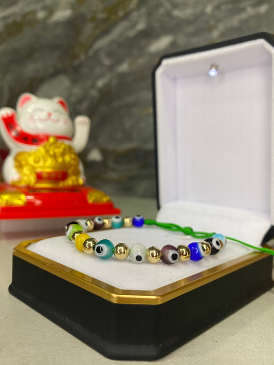 Pulsera de protección #5 lisa y ojos turcos esféricos