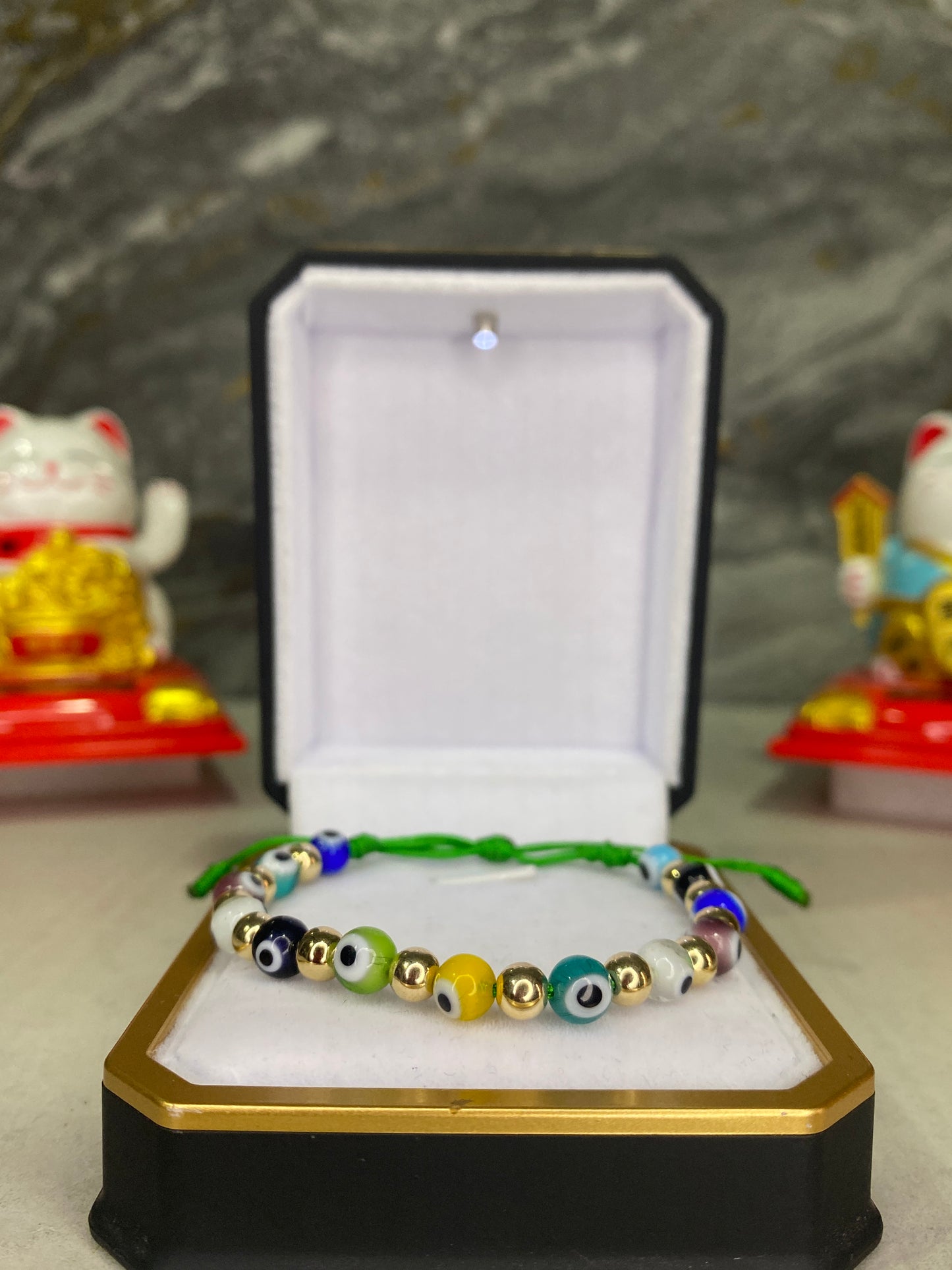 Pulsera de protección #5 lisa y ojos turcos esféricos