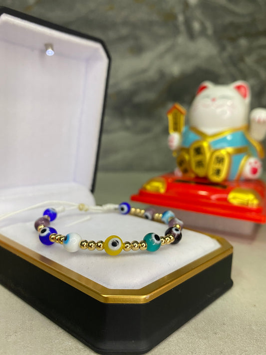 Pulsera de protección #3 lisa y ojos turcos esféricos