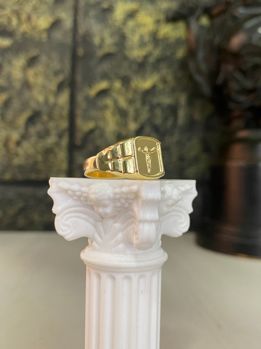 Anillo Crucifijo cuadrado Troquelado Talla 9