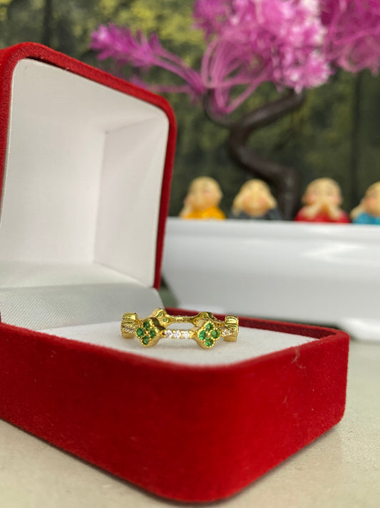 Anillo Importado Van Cleef mini verde Talla 6