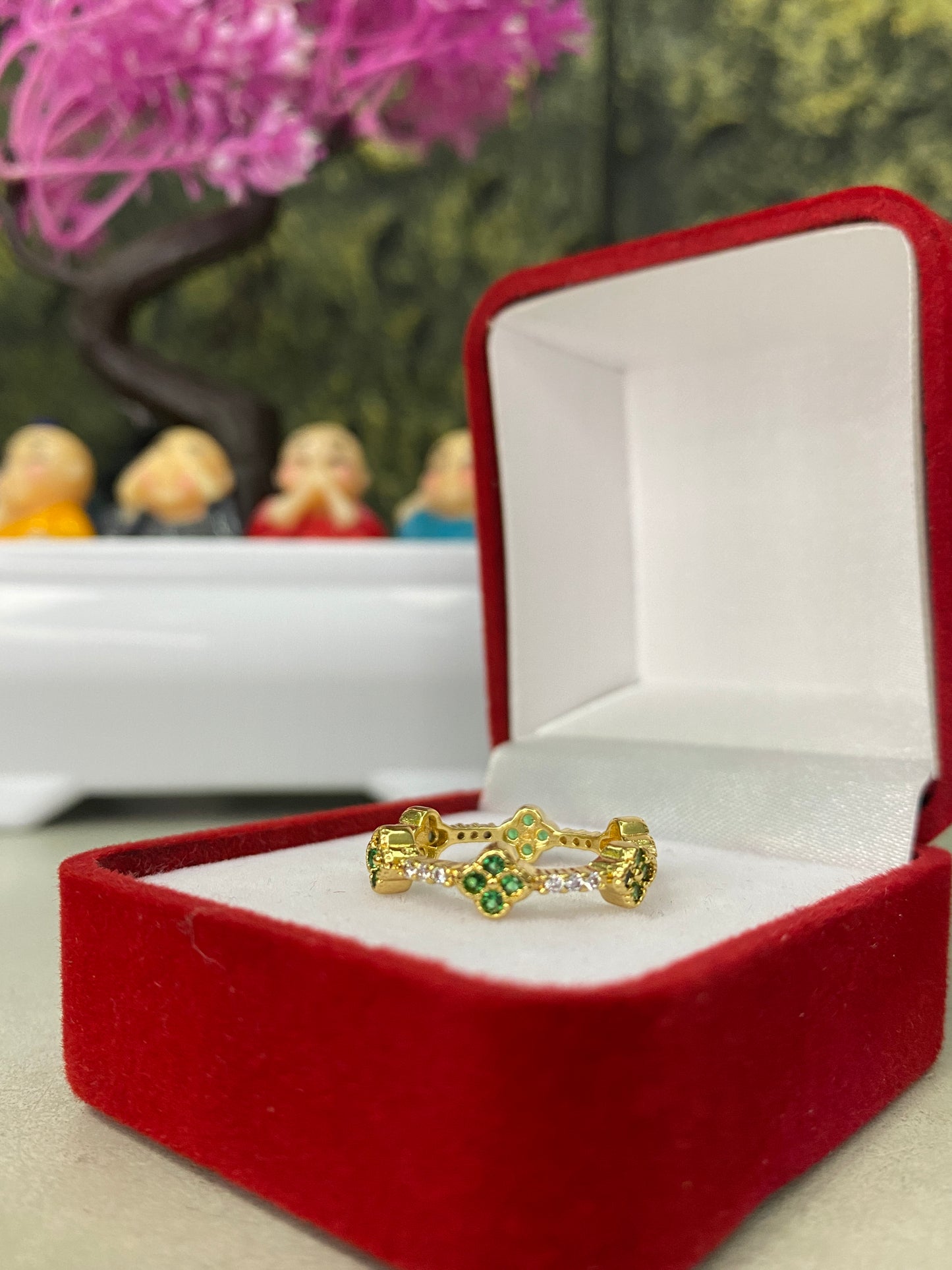 Anillo Importado Van Cleef mini verde Talla 6