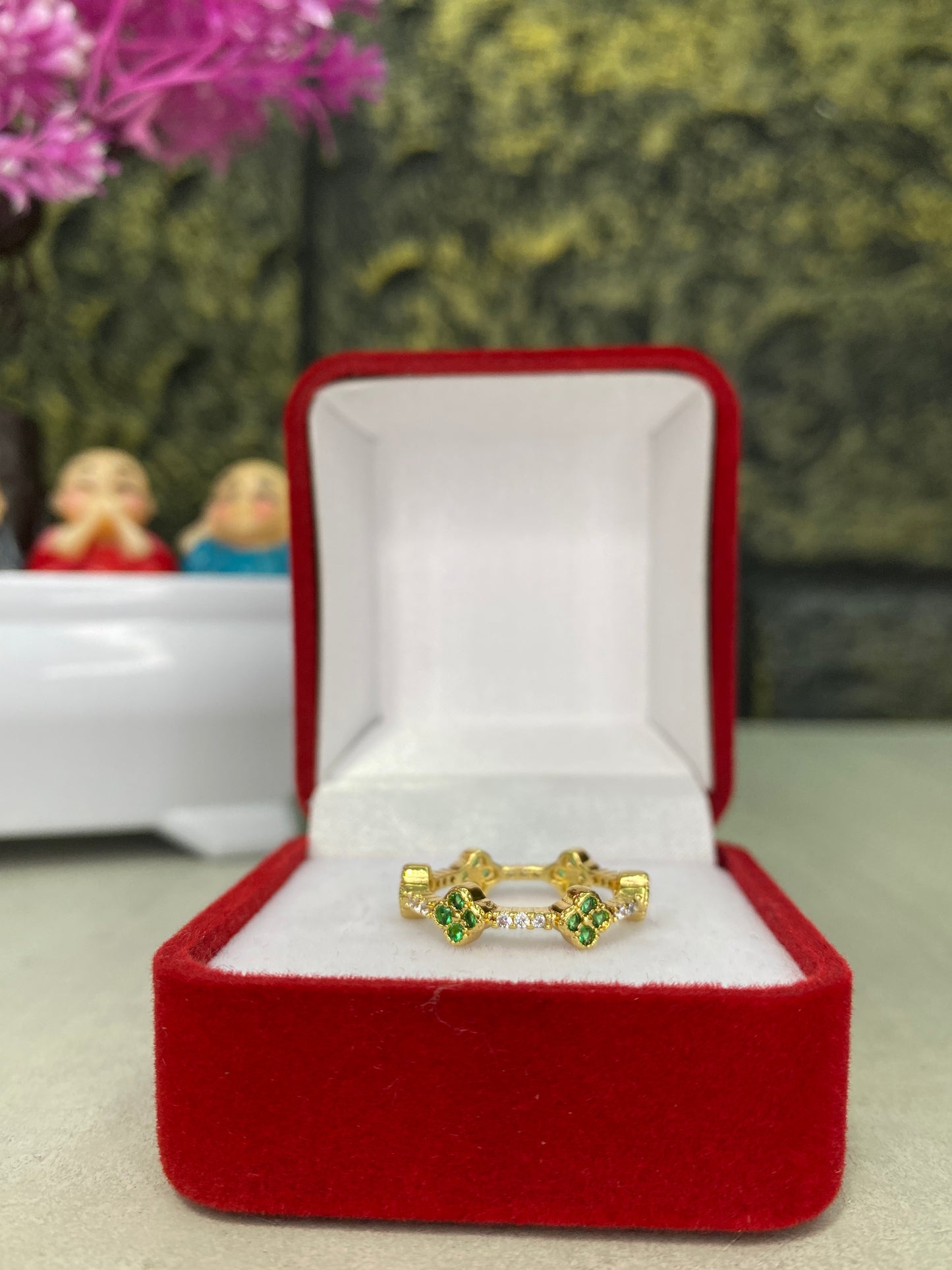 Anillo Importado Van Cleef mini verde Talla 6