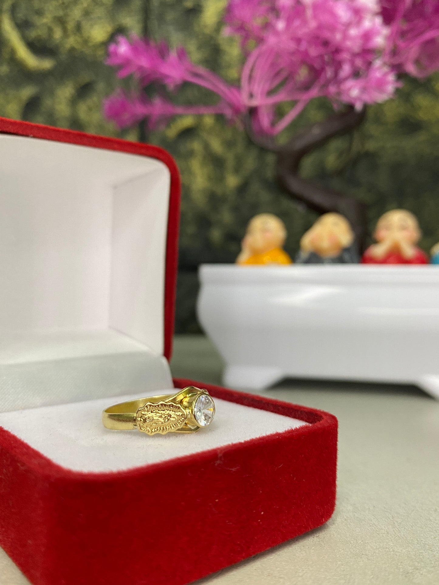 Anillo Guadalupe silueta circon blanco Talla 6