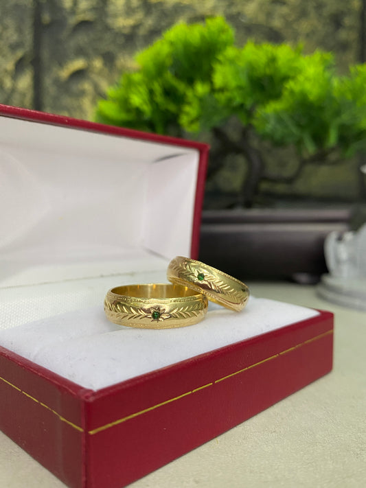 Argollas Matrimoniales Circon verde Talla 7 & talla 13