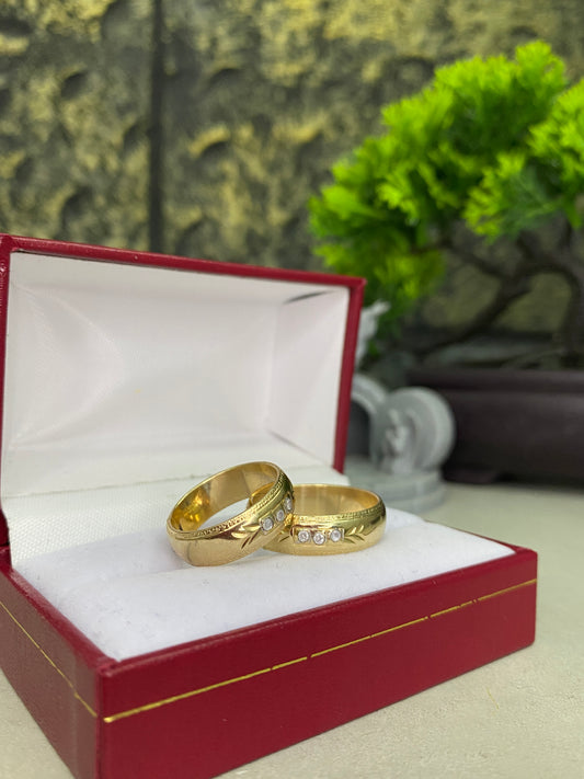 Argollas Matrimoniales Circones blancos Talla 6 & talla 10