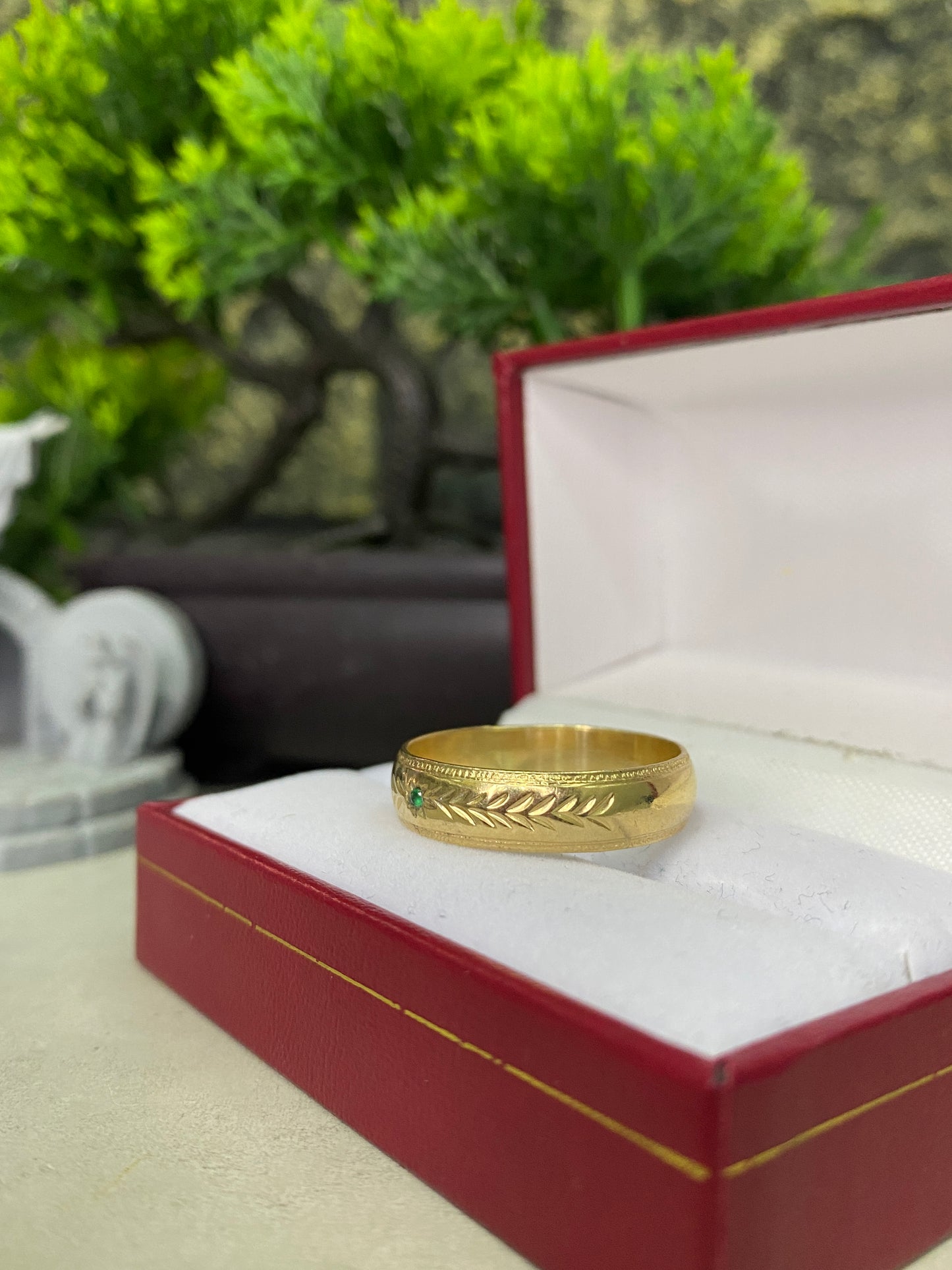 Argolla Matrimonial Circon verde Talla 13