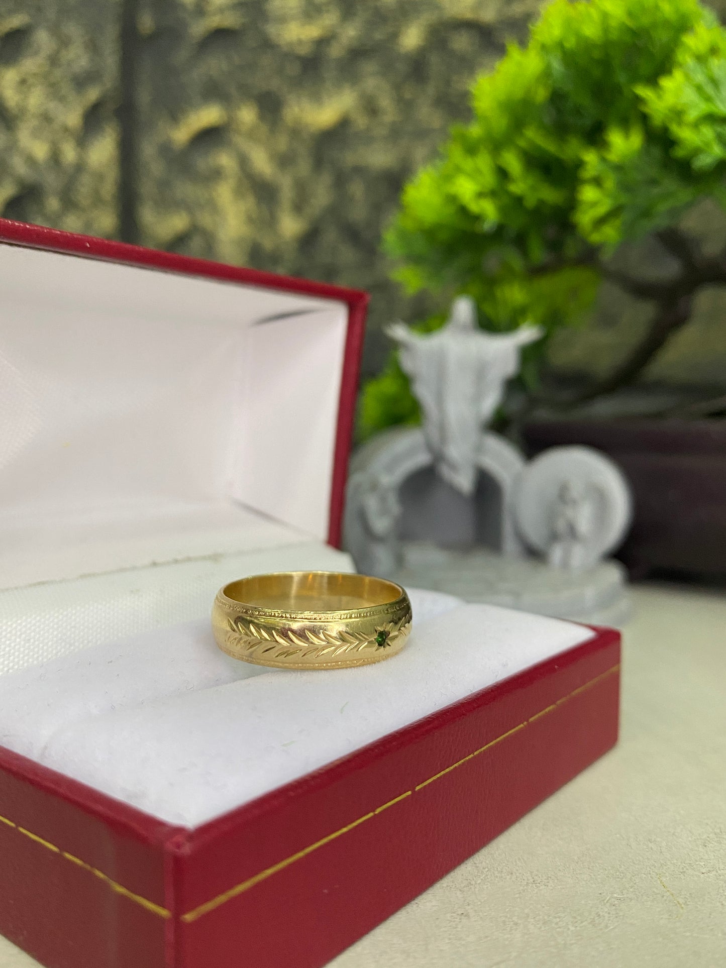 Argolla Matrimonial Circon verde Talla 11