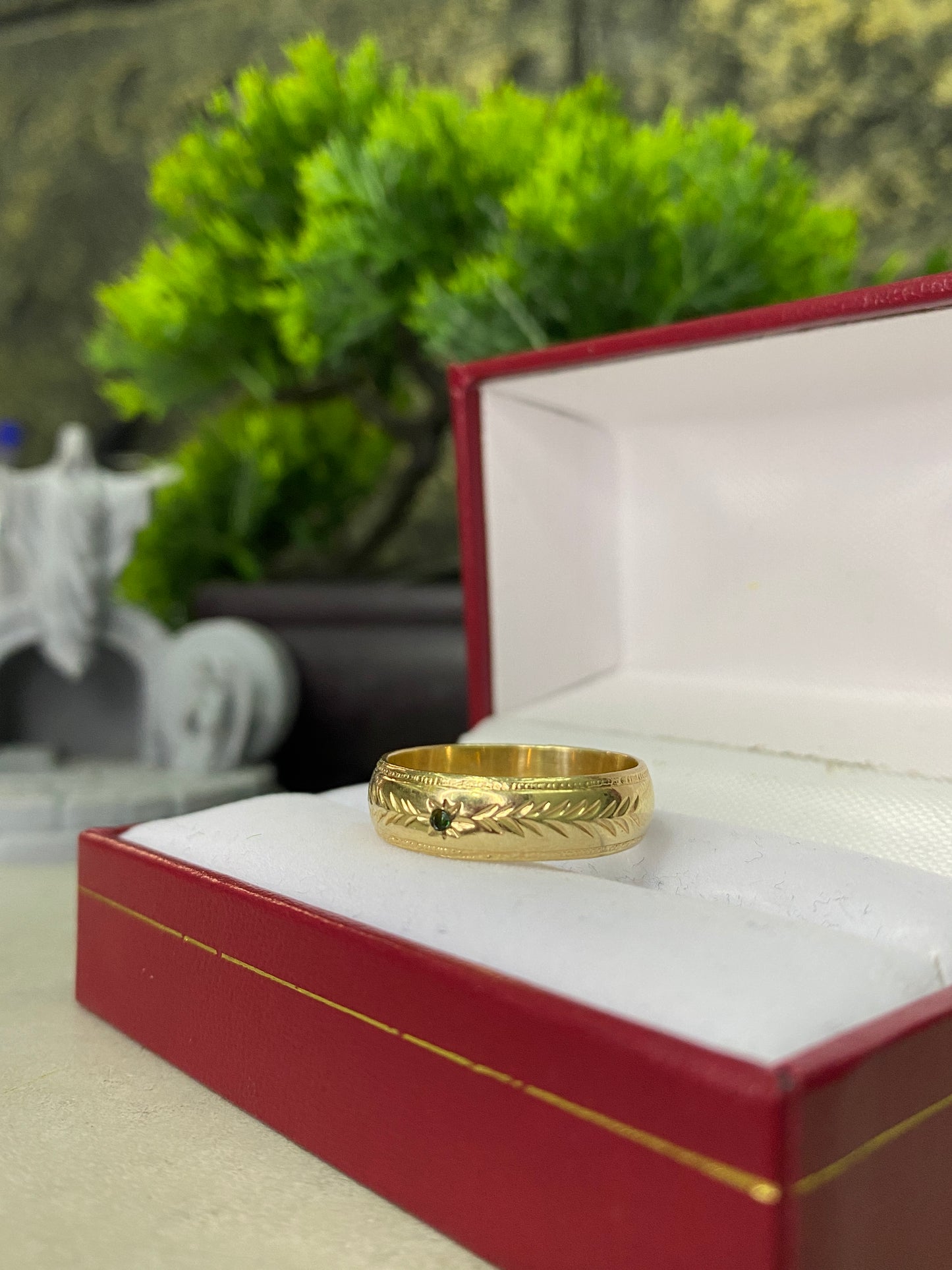 Argolla Matrimonial Circon verde Talla 11