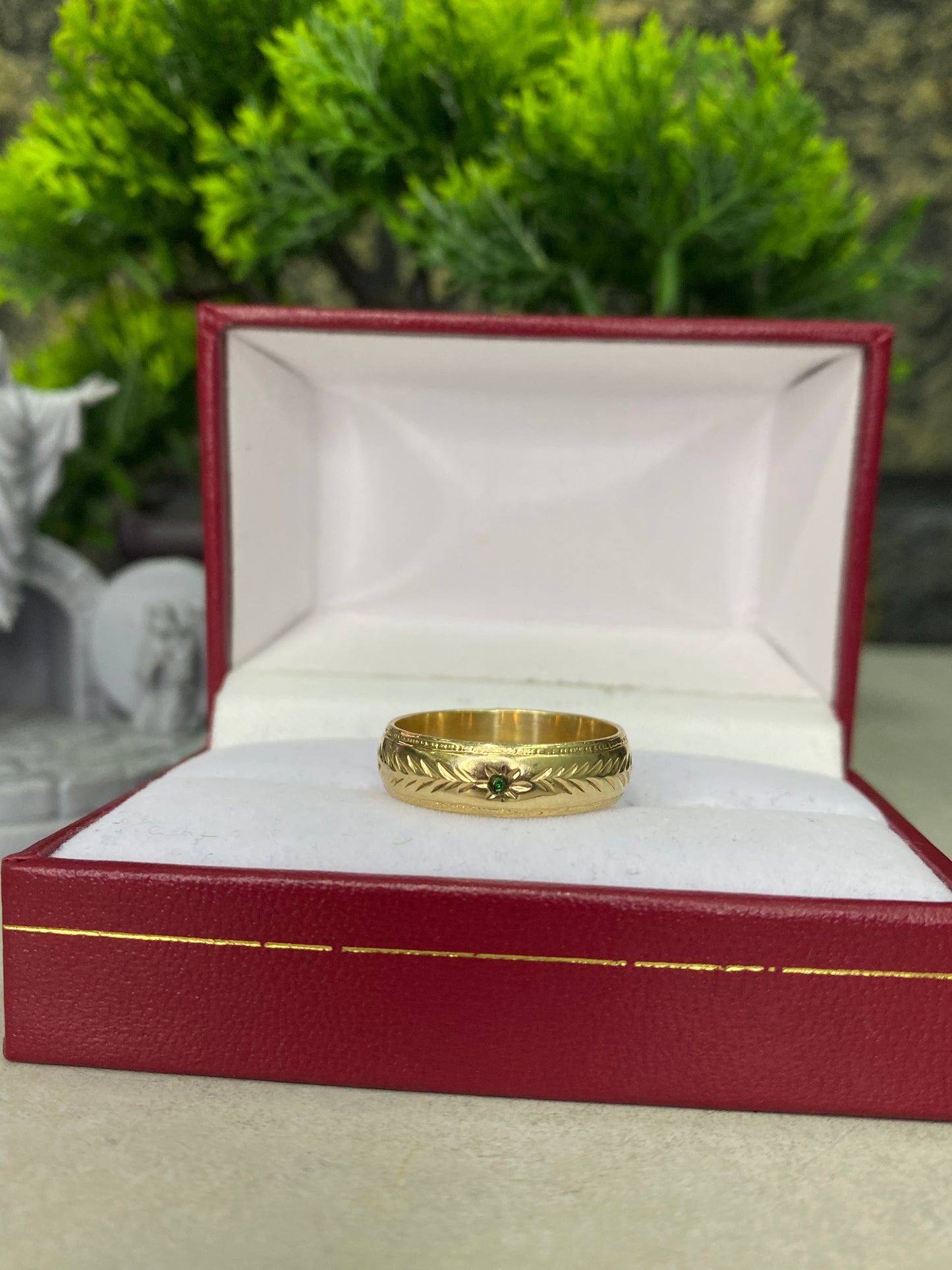 Argolla Matrimonial Circon verde Talla 11