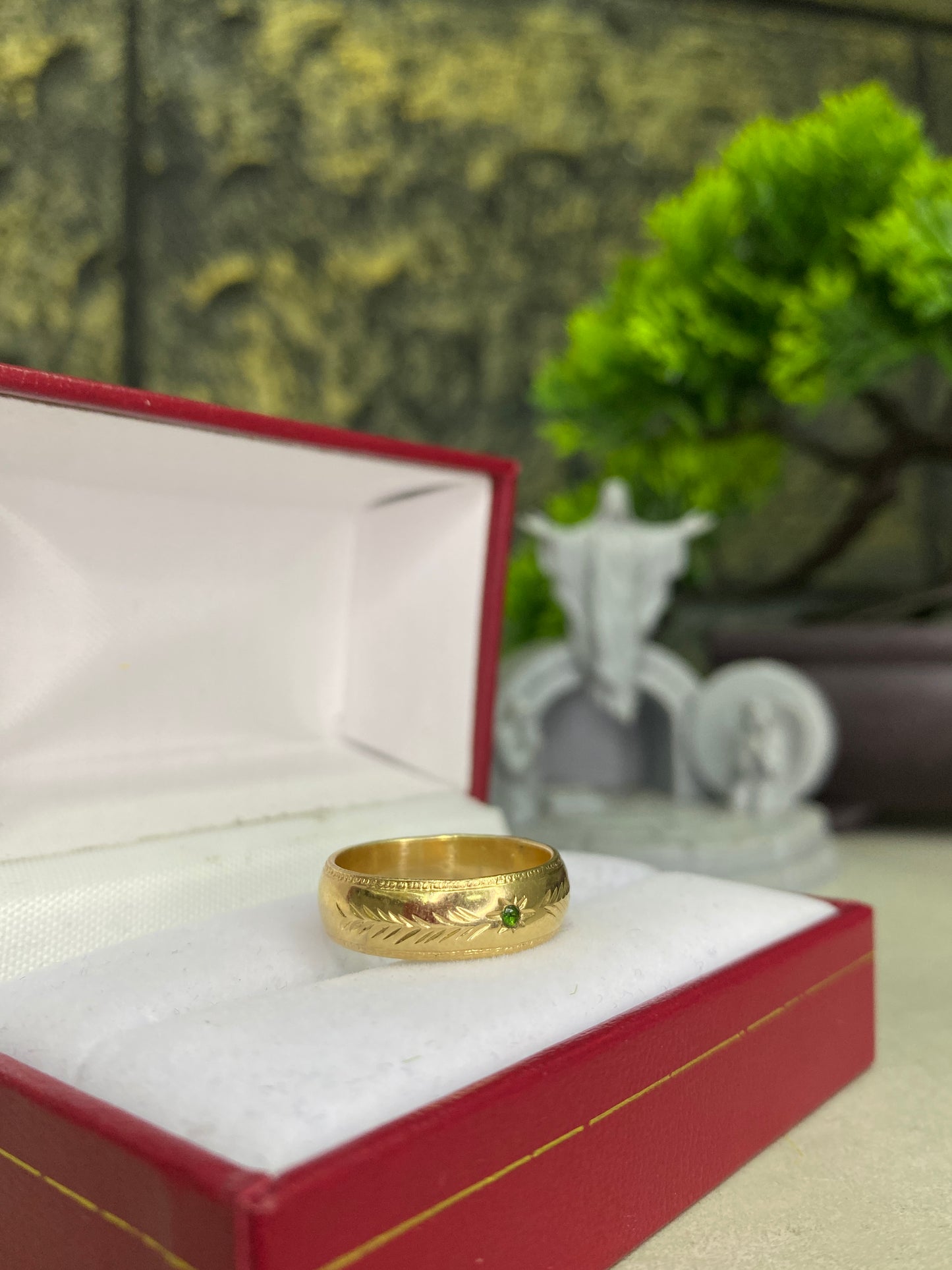 Argolla Matrimonial Circon verde Talla 6