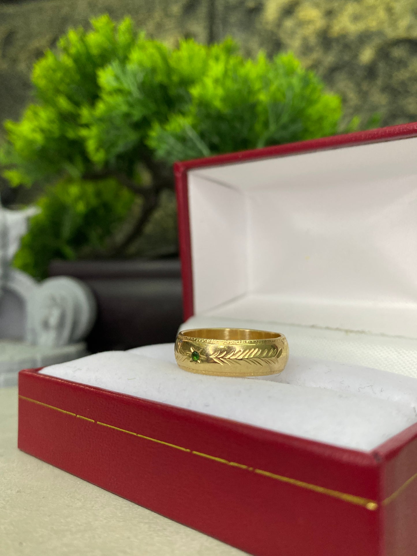 Argolla Matrimonial Circon verde Talla 6