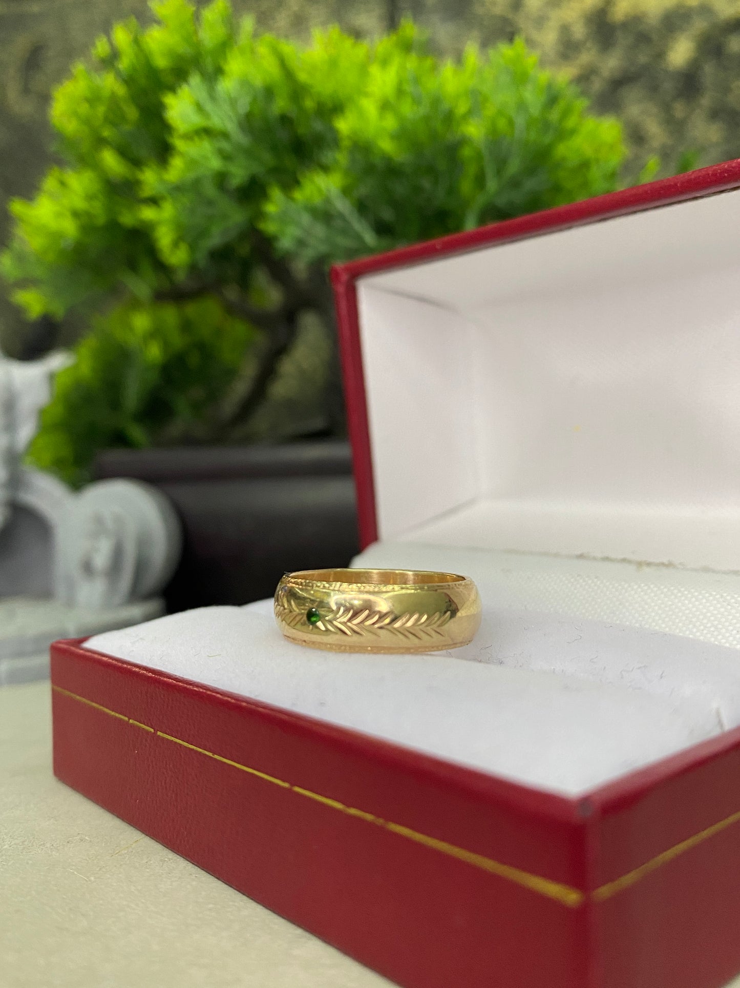Argolla Matrimonial Circon verde Talla 7