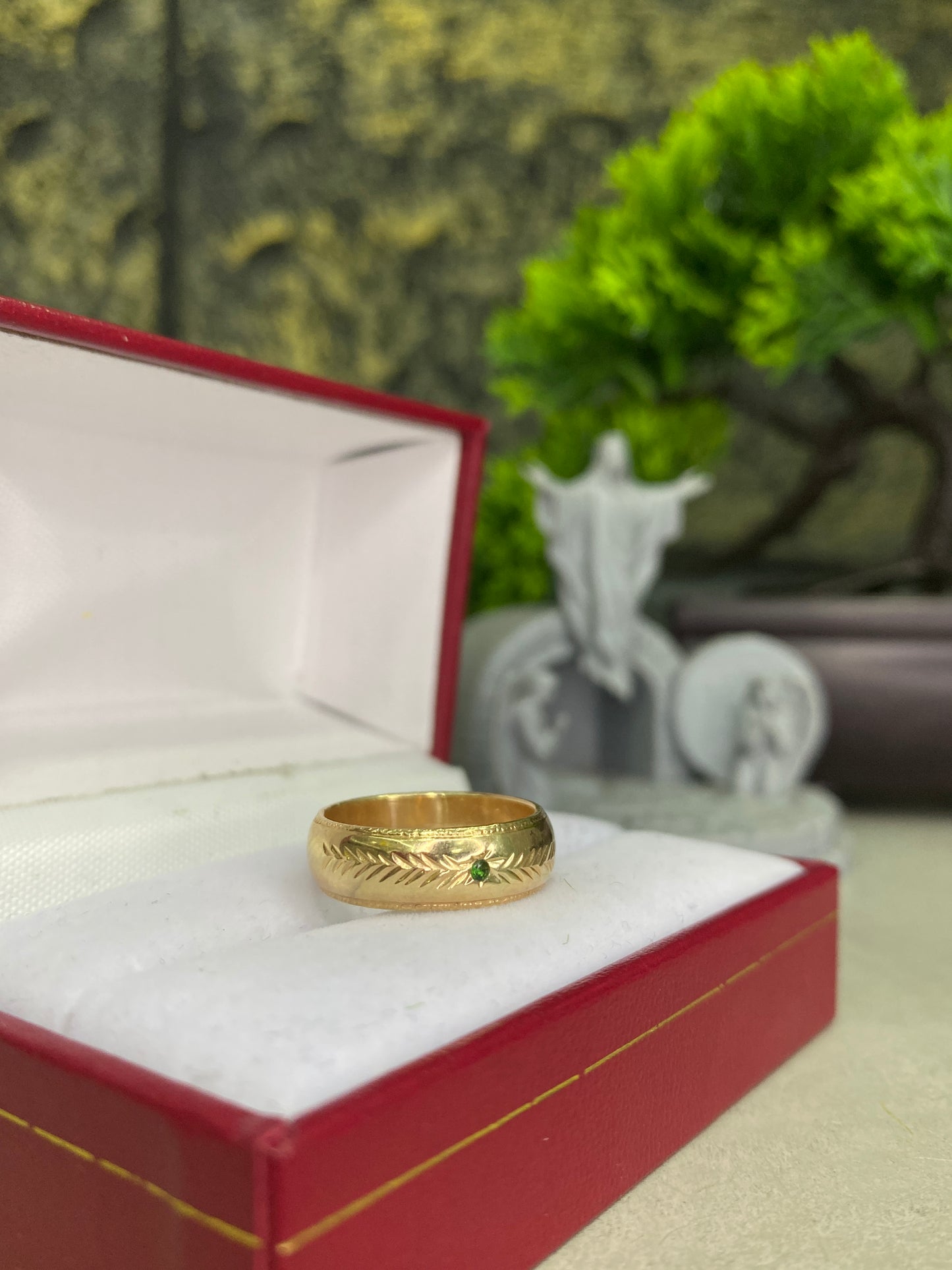Argolla Matrimonial Circon verde Talla 7
