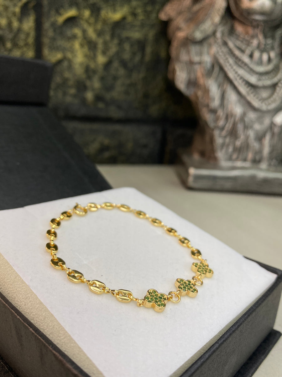 Pulso Gucci Van Cleef circonado verde