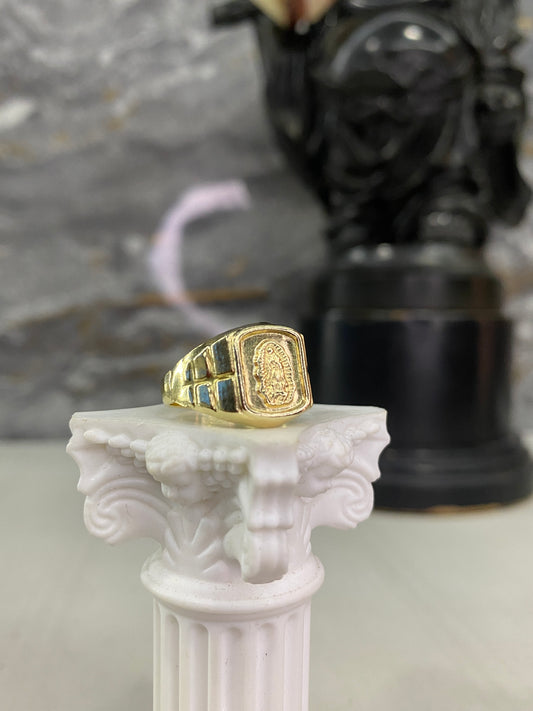 Anillo Guadalupe silueta cuadrado Troquelado Talla 7