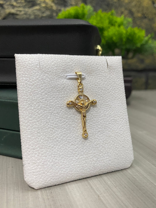 Dije Crucifijo 3d centro blanco