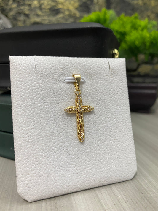 Dije Cruz cristo circones blancos