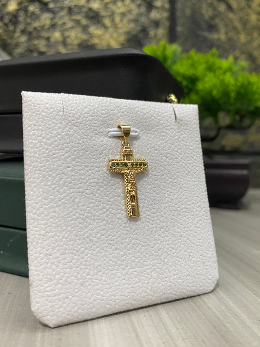 Dije Crucifico inri circones verdes