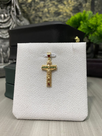 Dije Crucifico inri circones verdes