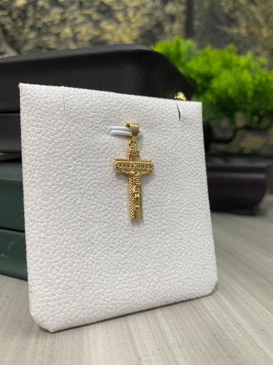 Dije Crucifico inri circones blancos