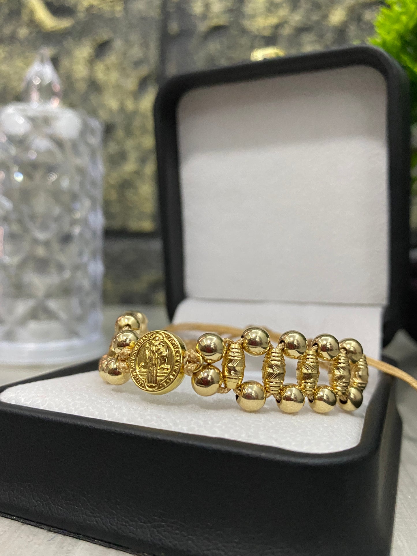 Pulsera San Benito 3 carriles Barriles y #5 lisos