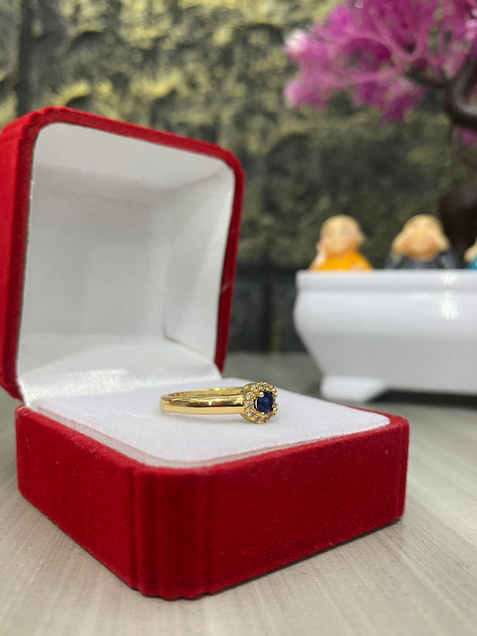 Anillo Importado Circon Azul rey Talla 6