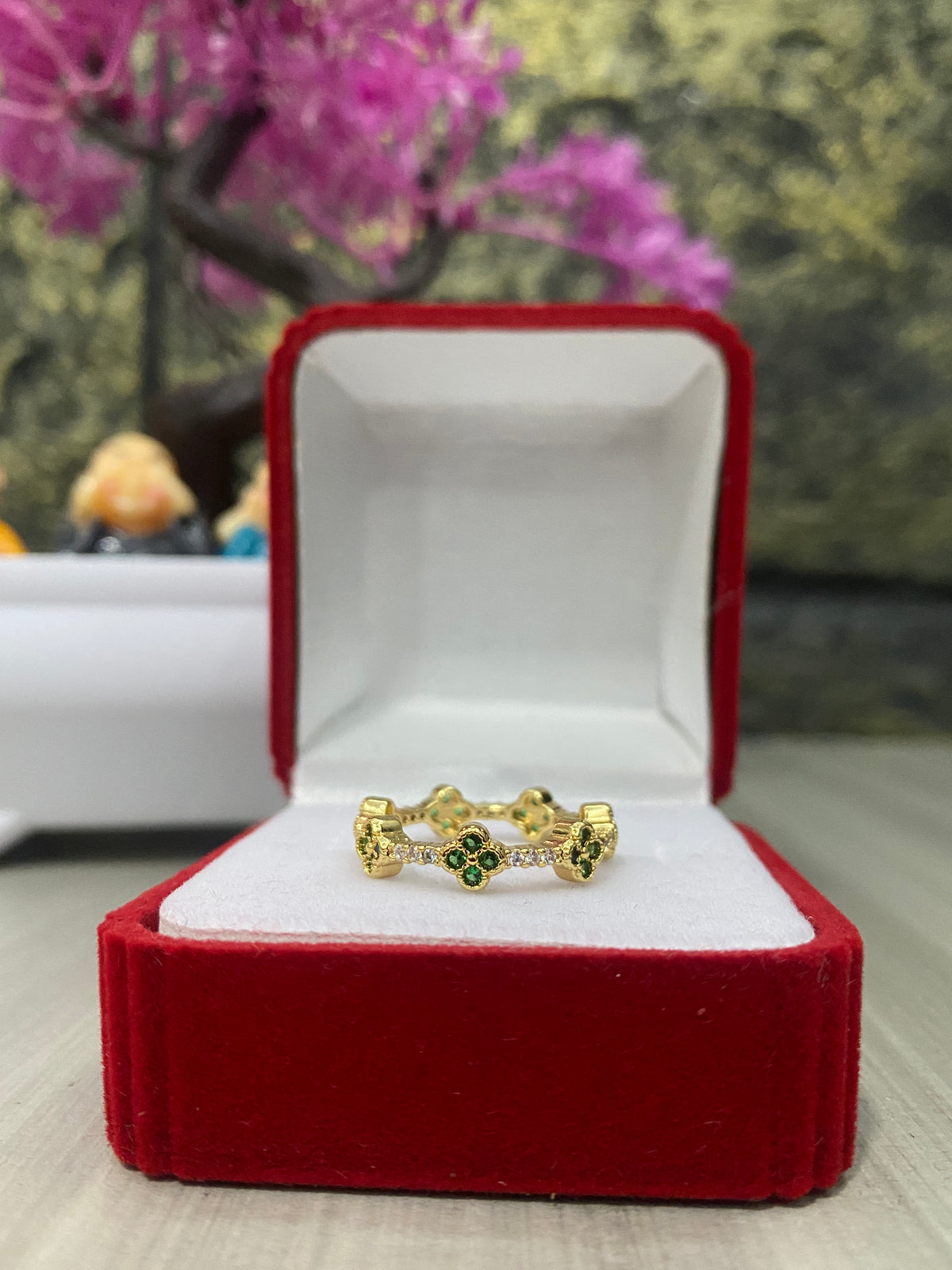 Anillo Importado Van Cleef mini verde Talla 7
