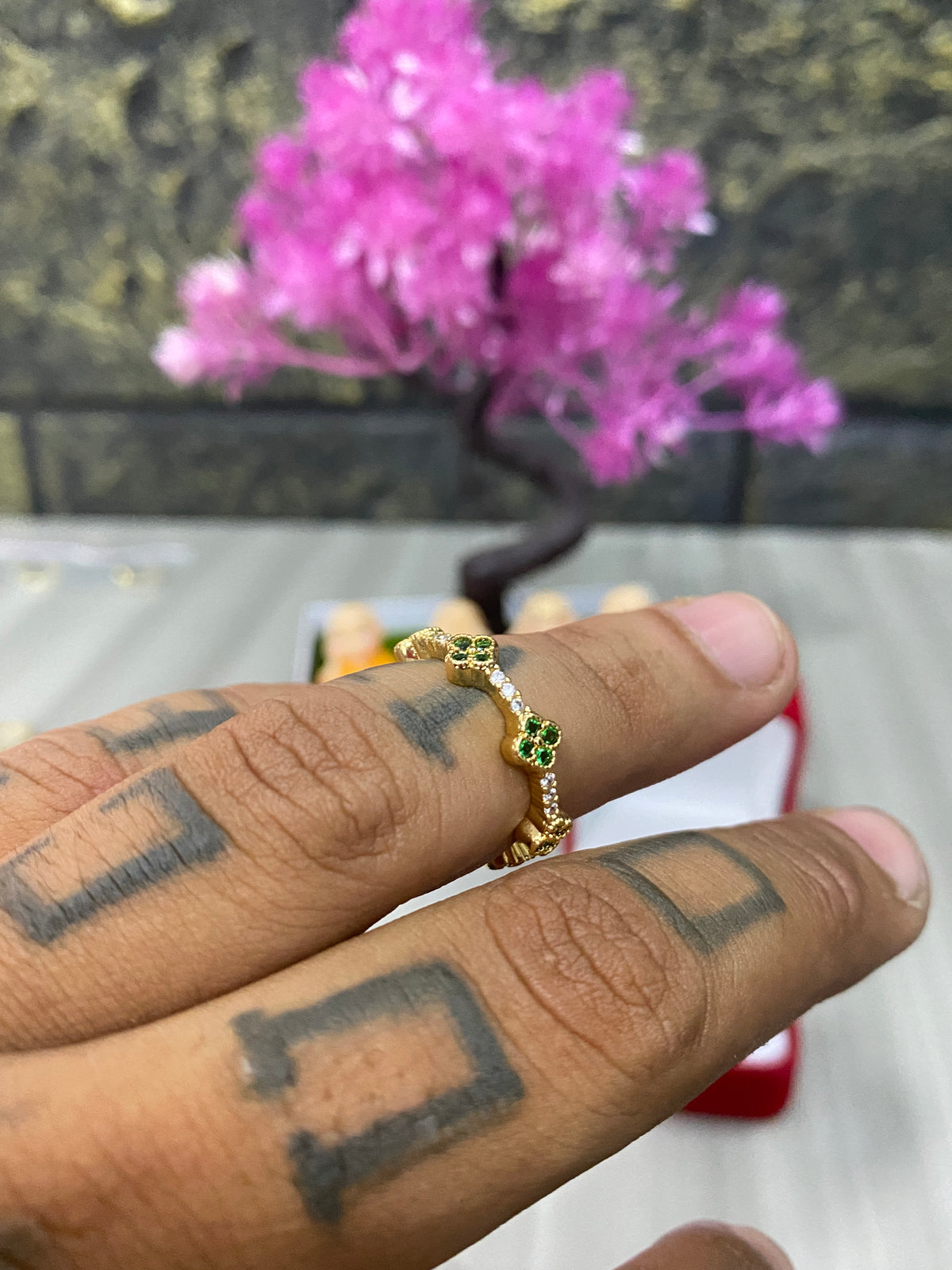 Anillo Importado Van Cleef mini verde Talla 7