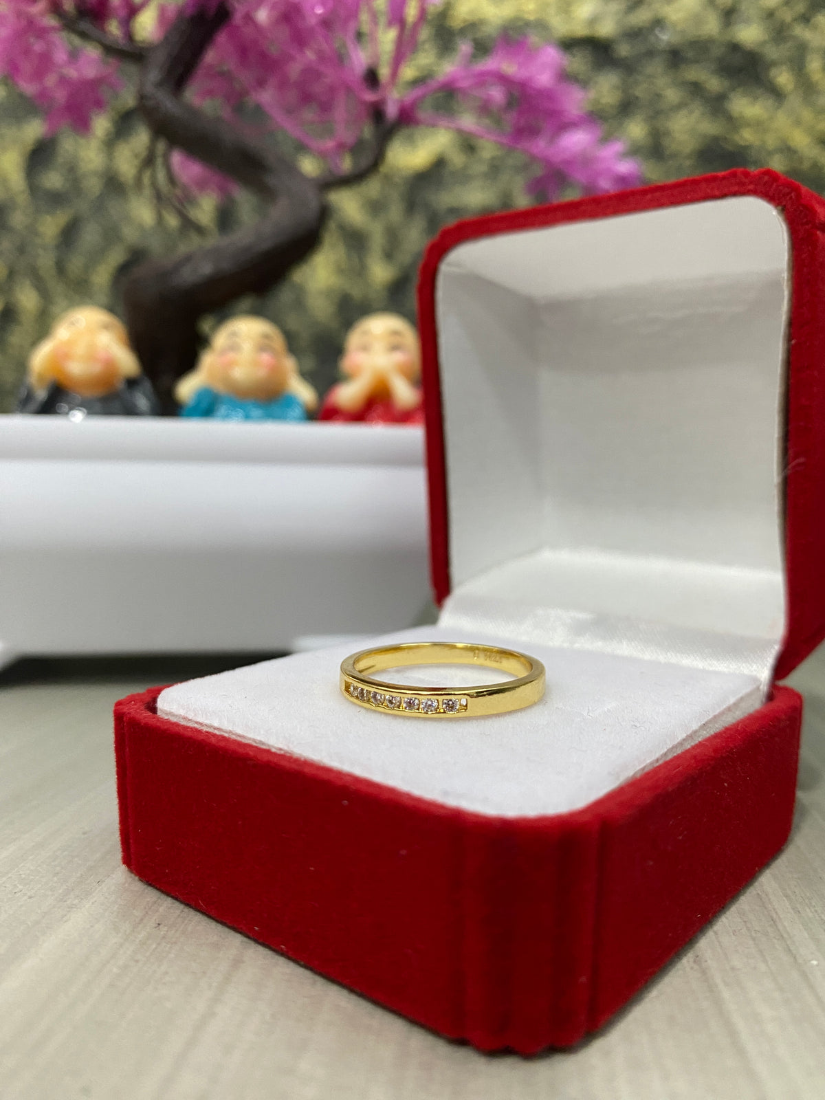 Anillo Importado Liso circones incrustados Talla 8
