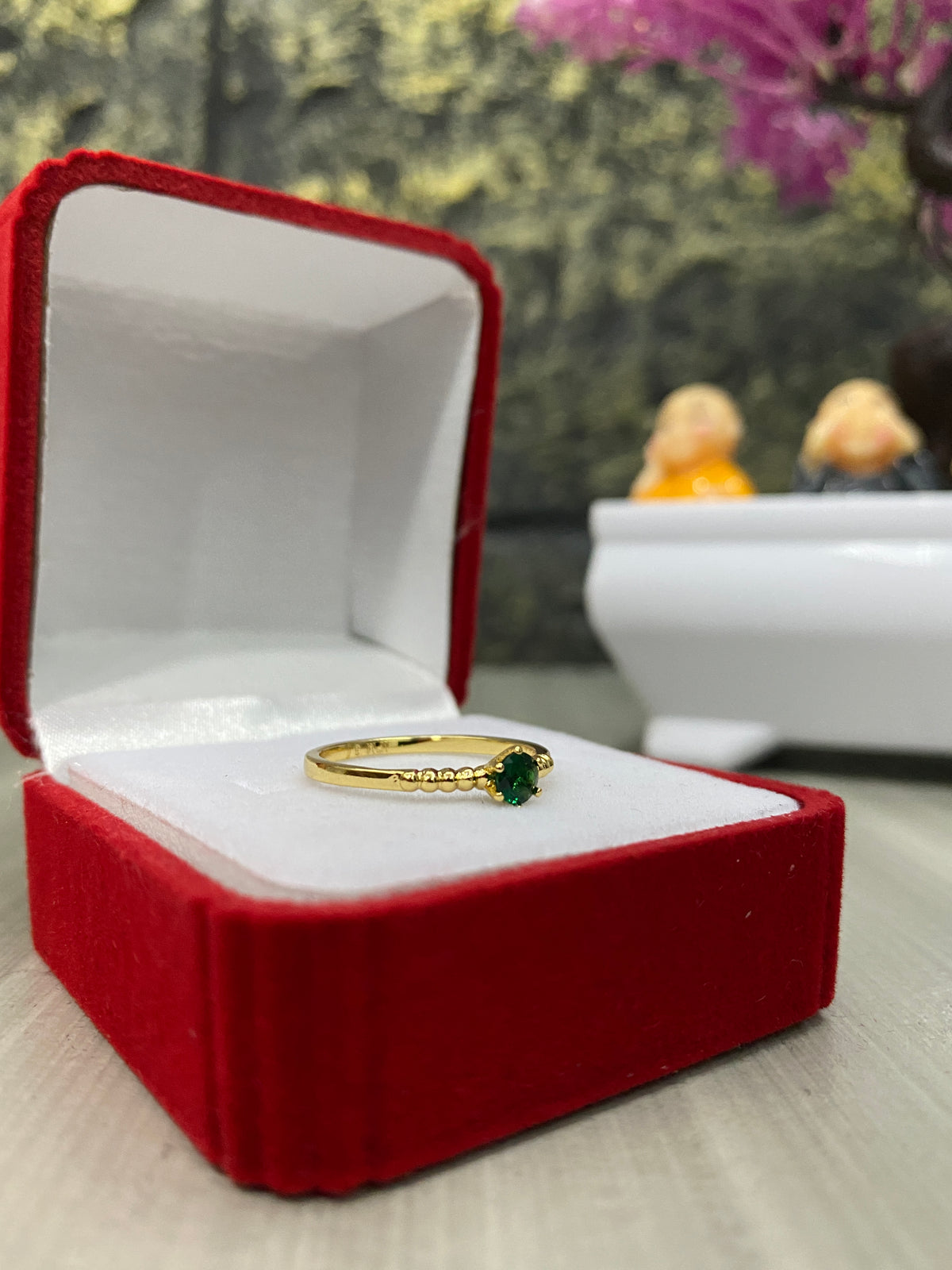 Anillo Importado Circon verde delicado Talla 8