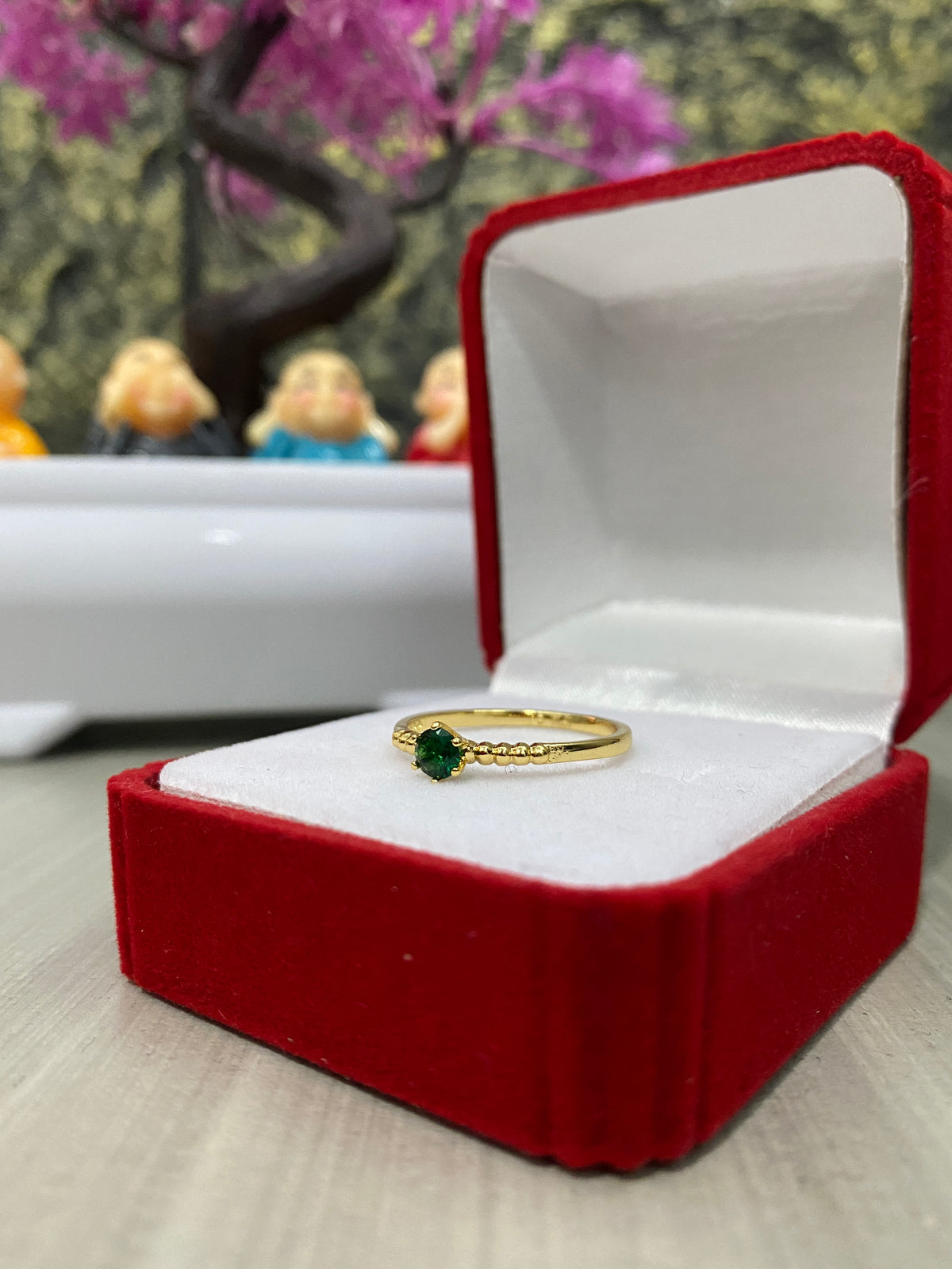 Anillo Importado Circon verde delicado Talla 8