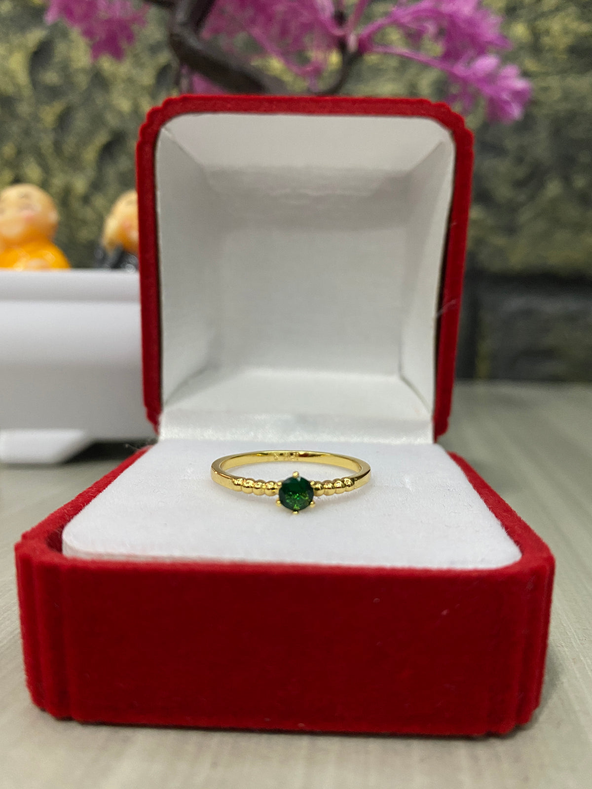 Anillo Importado Circon verde delicado Talla 8